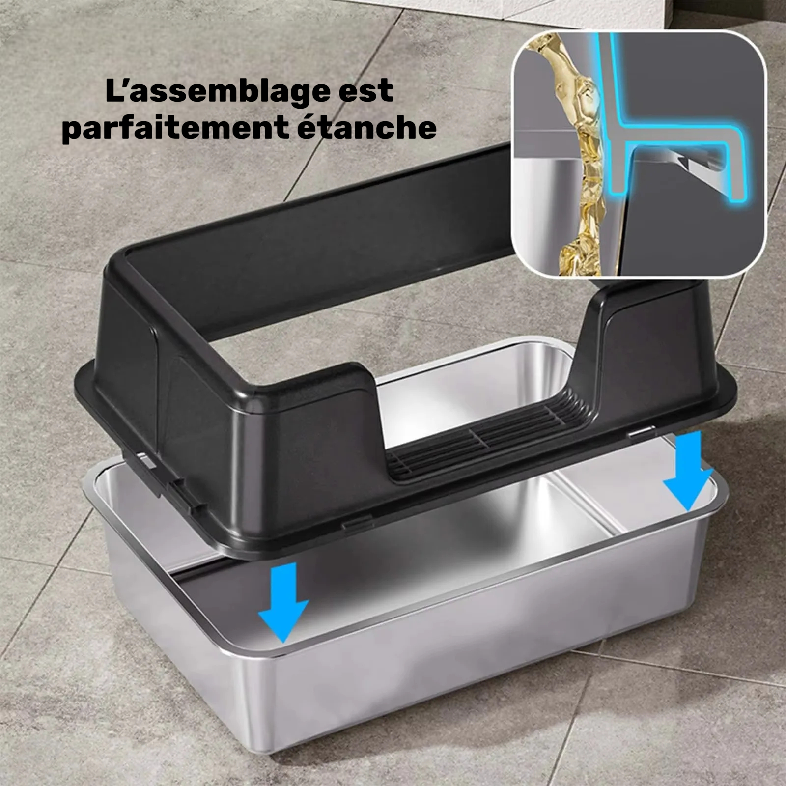 Bac à litière chat Acier Inoxydable